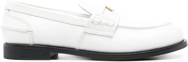 Miu Leren penny loafers Wit