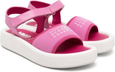 MM6 Maison Margiela Kids numbers-print touch-strap sandals Roze