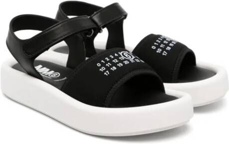 MM6 Maison Margiela Kids numbers-print touch-strap sandals Zwart