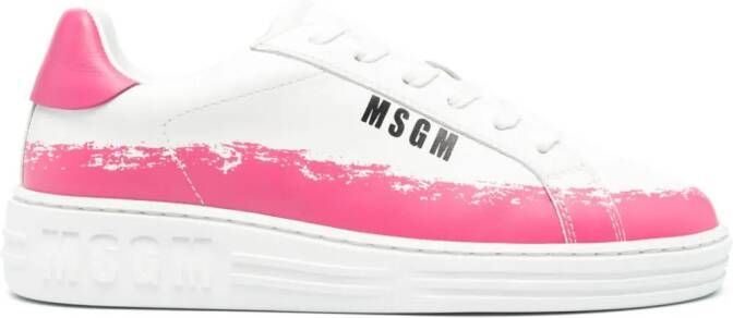 MSGM Leren sneakers met logoprint Wit