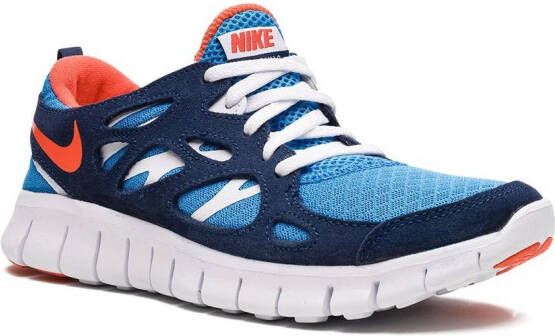 Nike Kids "Free Run 2 Light Photo Blue Orange sneakers" Blauw
