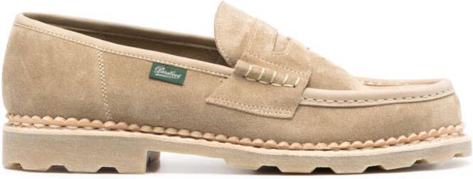 Paraboot logo-patch suede loafers Beige