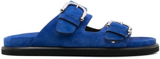 P.A.R.O.S.H. Suède schoenen met dubbele gesp Blauw