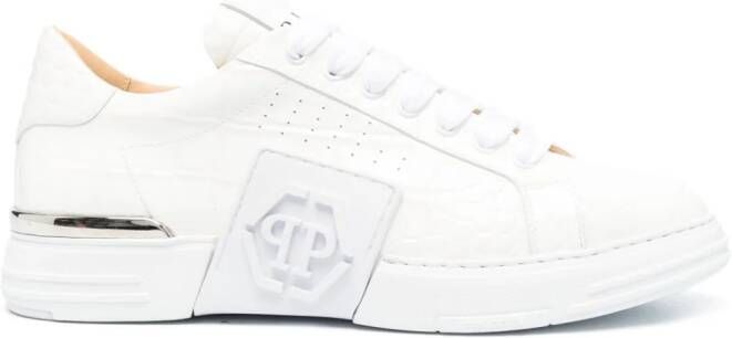 Philipp Plein Sneakers met krokodillenleer-effect Wit