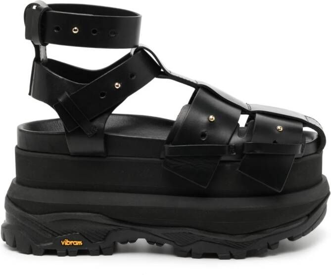 Sacai platform leather sandals Zwart