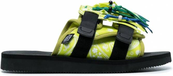 Suicoke MOTO-Cab slippers met franje Groen