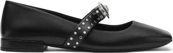 Versace Gianni Ribbon leather ballerina shoes Zwart