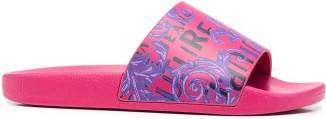 Versace Jeans Couture Slippers met 'Barocco' print Roze