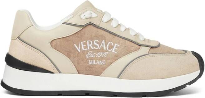 Versace Sneakers met geborduurd logo Beige