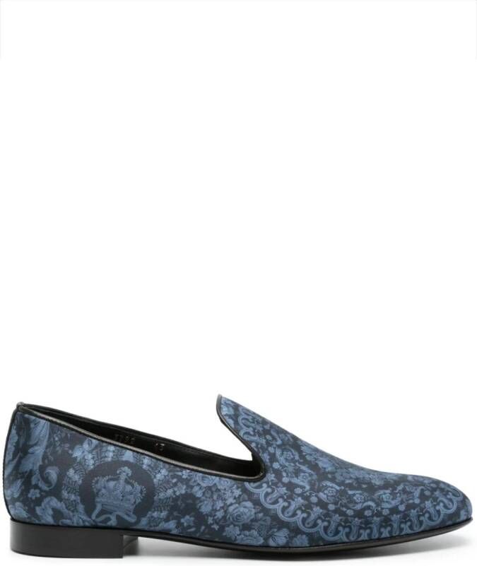 Versace Zijden slippers met barokprint Blauw