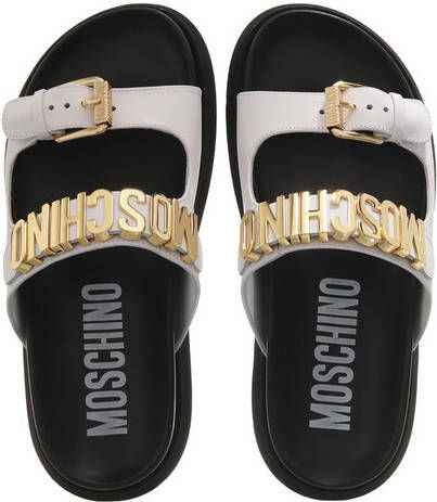 Moschino Platte sandalen met logo en metalen applicaties White Dames - Foto 10