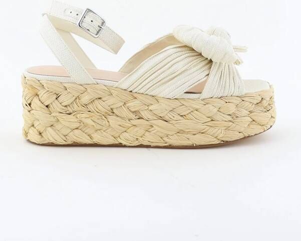 Loeffler Randall gevlochten sandalen Gaby met strik GABY-PLWR-WHITE wit