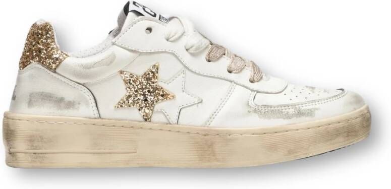 2Star Glitter Goud Padel Sneakers Bianca White Dames