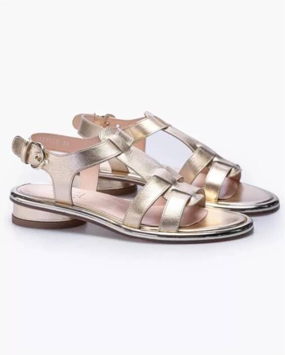 AGL Platinum Metallic Flat Sandals Gray Dames