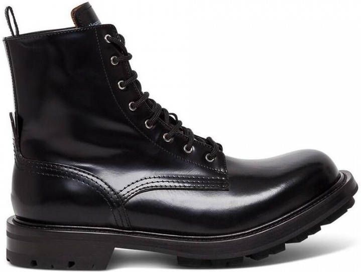 Alexander mcqueen Laced Boots in Black Patent Leather Zwart Heren
