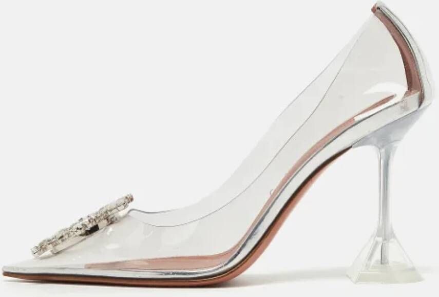 Amina Muaddi Pre-owned Fabric heels White Dames