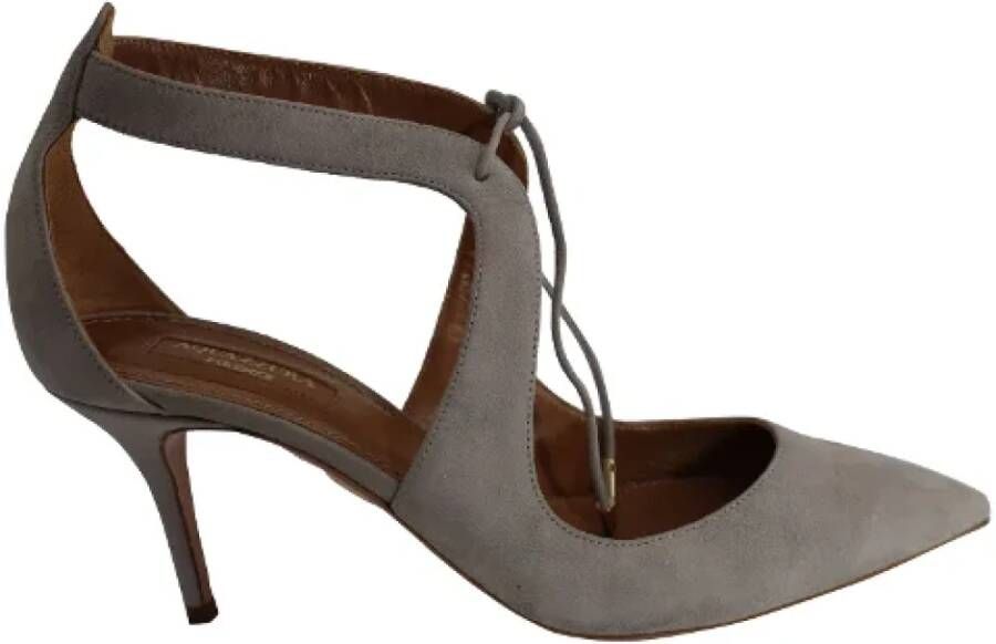 Aquazzura Pre-owned Suede sandals Gray Dames