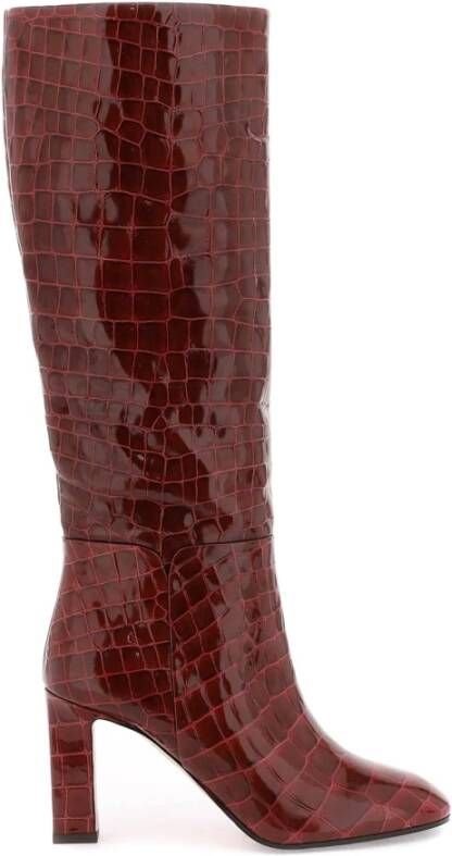 Aquazzura Sellier-laarzen van krokodil-geprint leer Red Dames