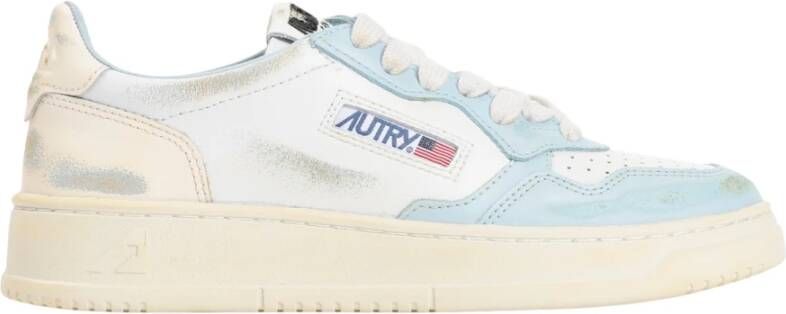 Autry Blauwe Vintage Leren Sneakers Multicolor Dames