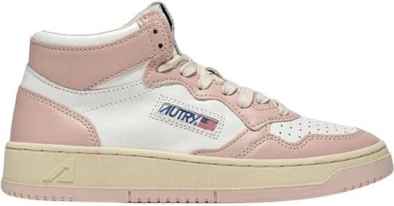 Autry Vintage Medalist Mid Sneakers Wit Roze White Dames