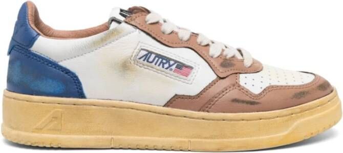 Autry Vintage Witte Sneakers met Blauwe Hiel Multicolor Dames