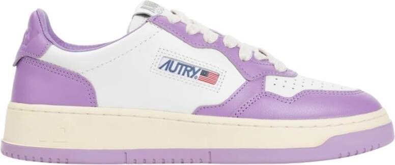 Autry Witte Leren Sneakers Ronde Neus Multicolor Dames