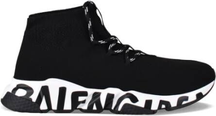 Balenciaga Zwarte Lace Up Graffiti Sneakers Black Heren