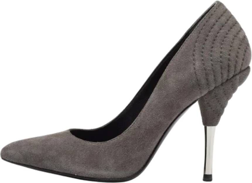 Balmain Pre-owned Suede heels Gray Dames