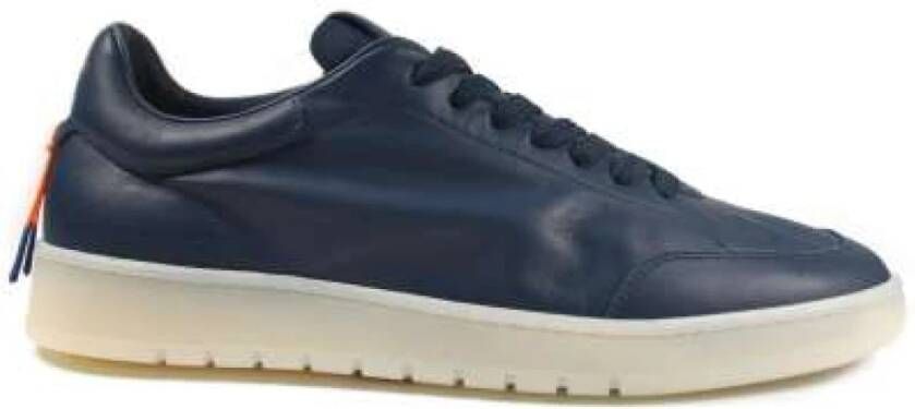 Barracuda Navy Blue Leren Sneakers met Kleuraccenten Blue Heren
