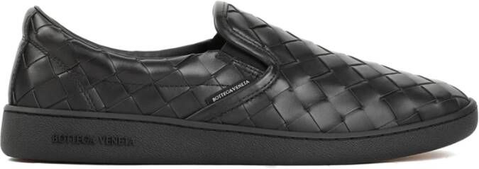 Bottega Veneta Zwarte Leren Instap Sneakers Black Heren