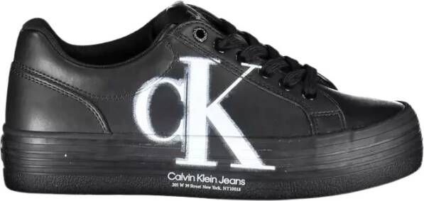 Calvin Klein Zwarte Polyester Sneaker met Contrasterende Details Black