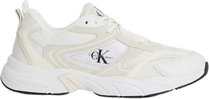 Calvin Klein Witte Mesh Sneakers met Zwarte Details White Heren