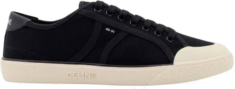 Celine Zwarte Canvas Sneakers met Leren Detail Black Heren
