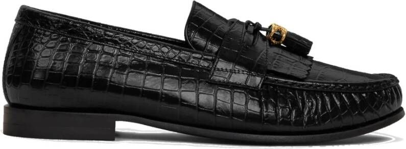 Celine Zwarte Krokodil Loafer Schoenen Black Dames