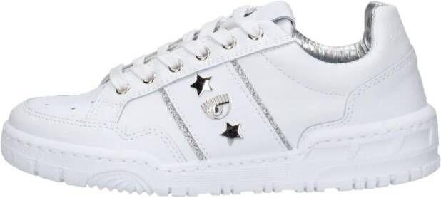 Chiara Ferragni Collection Witte Leren Sneakers met Metalen Accenten White Dames