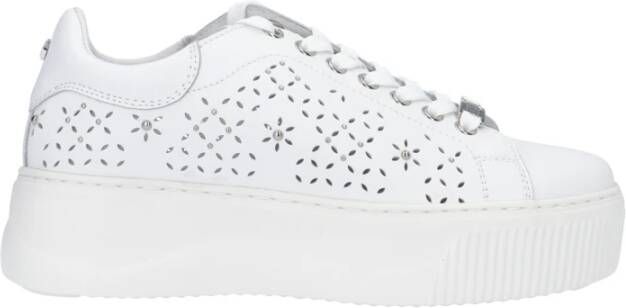 Cult Bloemen Geperforeerde Leren Sneakers White Dames