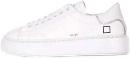 D.a.t.e. Witte Leren Sneakers met Zilveren Hiel Inzetstuk White Dames