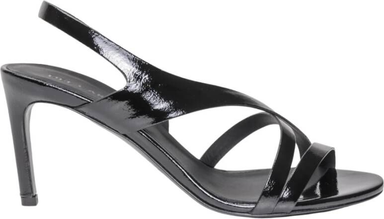 DEL Carlo Zwarte leren sandalen met stilettohak Black Dames