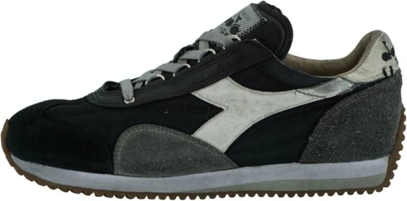 Diadora Grijze Stone Wash Leren Sneakers Gray
