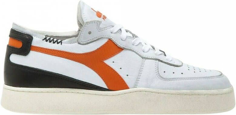 Diadora Leren Sportieve Sneakers Oranje Rubberen Zool Multicolor Heren