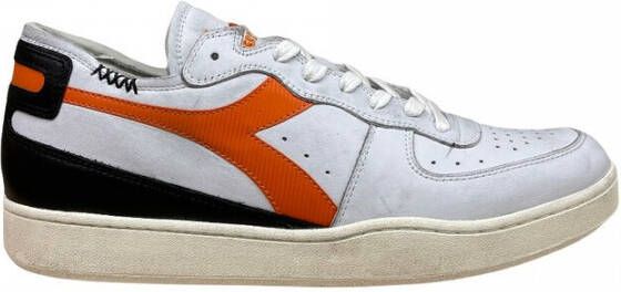 Diadora Leren Sportieve Sneakers Oranje Rubberen Zool Multicolor Heren