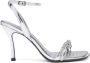 Diesel D-Vina Sdl Strappy sandals in metallic leather Gray Dames - Thumbnail 2