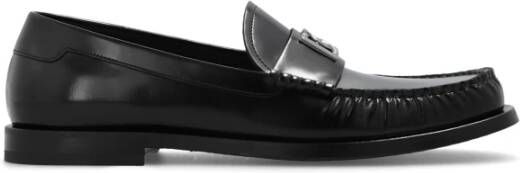Dolce & Gabbana Zwarte Loafer Schoenen met Zilveren DG Logo Black Heren