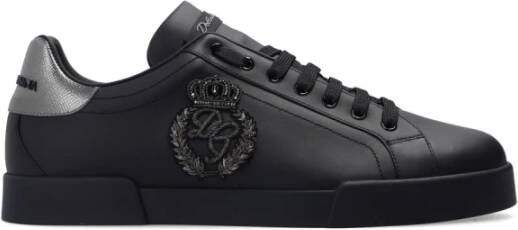 Dolce & Gabbana Statement Leren Sneakers Black Heren