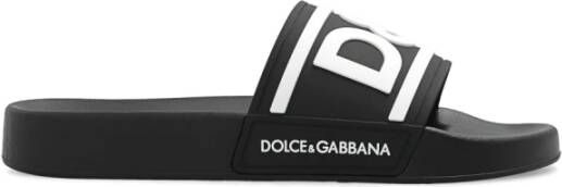 Dolce&Gabbana Sandalen Slides with DG Logo in wit