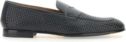 Doucal's Blauwe leren mocassins met gevlochten details