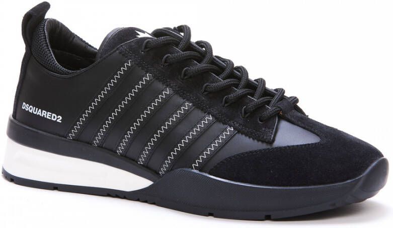Dsquared2 Zwarte Leren Sneakers met Suède Detail Black Heren
