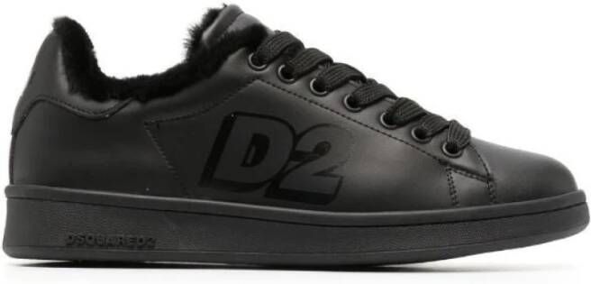 Dsquared2 Zwarte Gesloten Platte Sneakers Black Dames