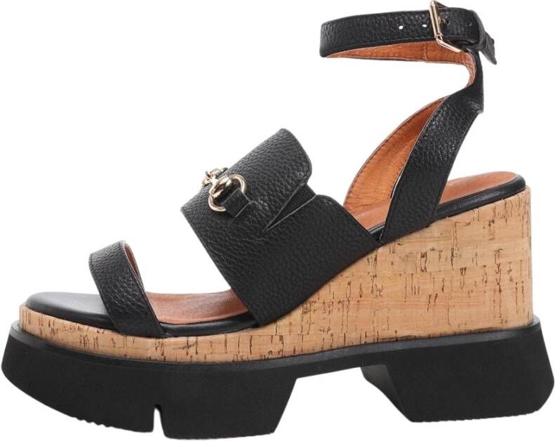 Emanuelle Vee Dames sandalen met sleehak en rubberen zool Black Dames