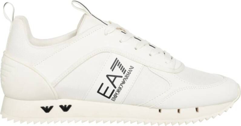 Emporio Armani EA7 Damesvetersneakers met eenvoudig patroon White Dames